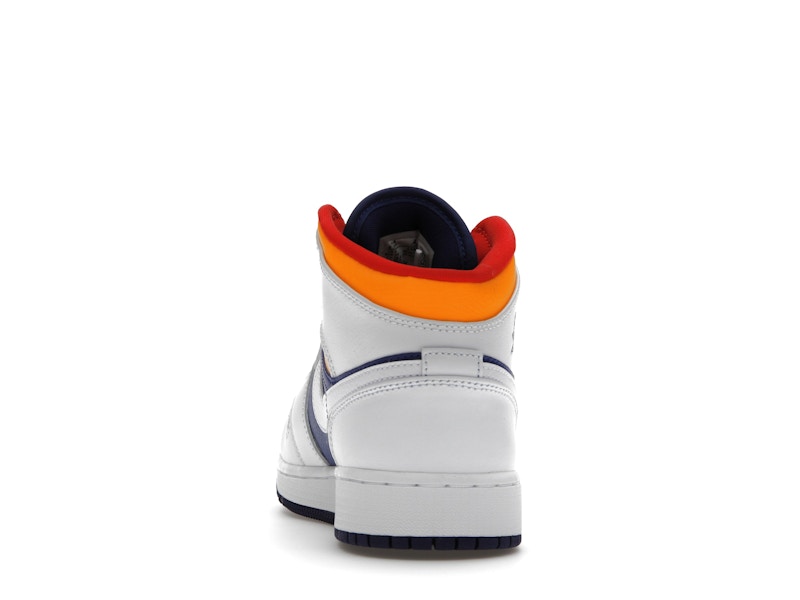 Jordan 1 Mid White Laser Orange Deep Royal Blue (GS)