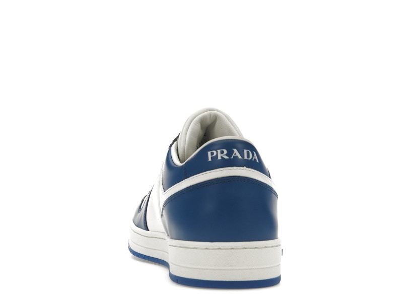 Prada Downtown Low Top Sneakers Leather White Cobalt Blue