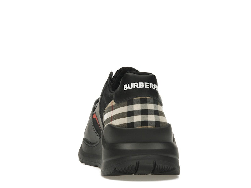 Burberry Check Suede Leather Sneakers Vintage Check-print Black
