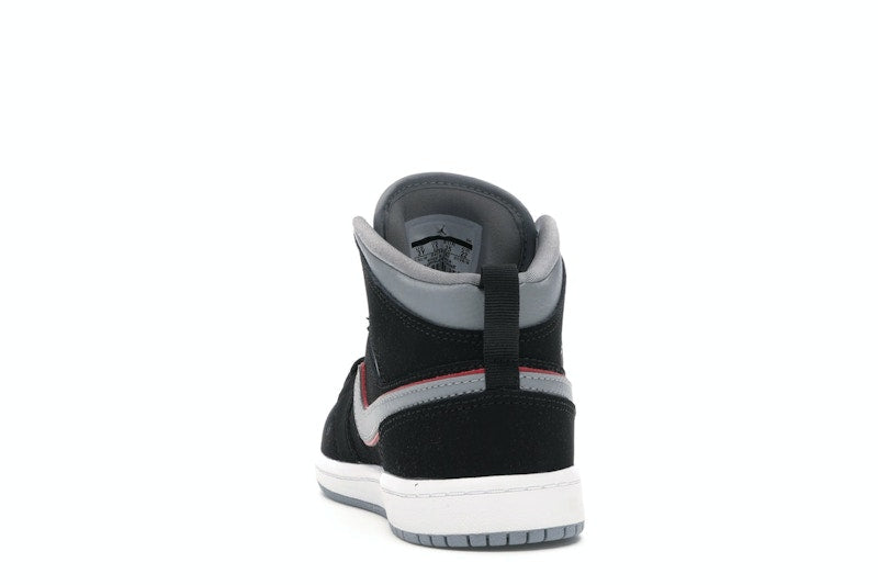 Jordan 1 Mid Black Particle Grey Gym Red (PS)