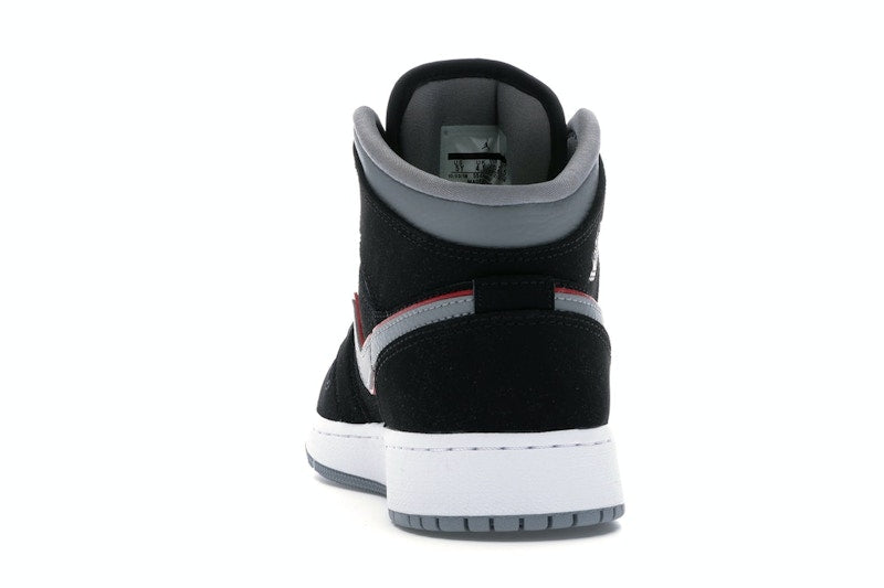 Jordan 1 Mid Black Particle Grey Gym Red (GS)