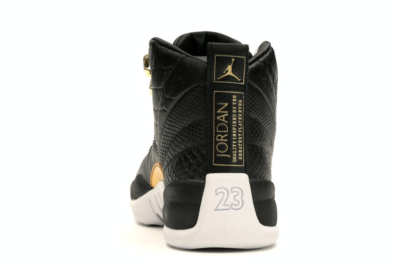 Jordan 12 Retro Black Metallic Gold White (Women's)