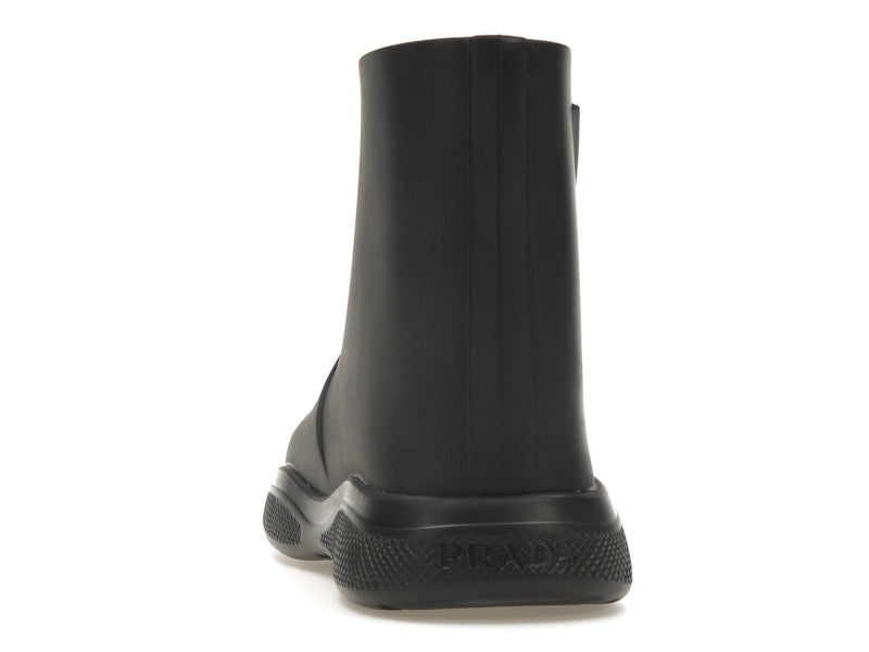 Prada Pull-On Rain Booties Black Rubber