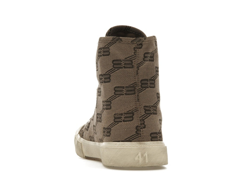 Balenciaga Paris High Top BB Monogram Dark Beige Brown