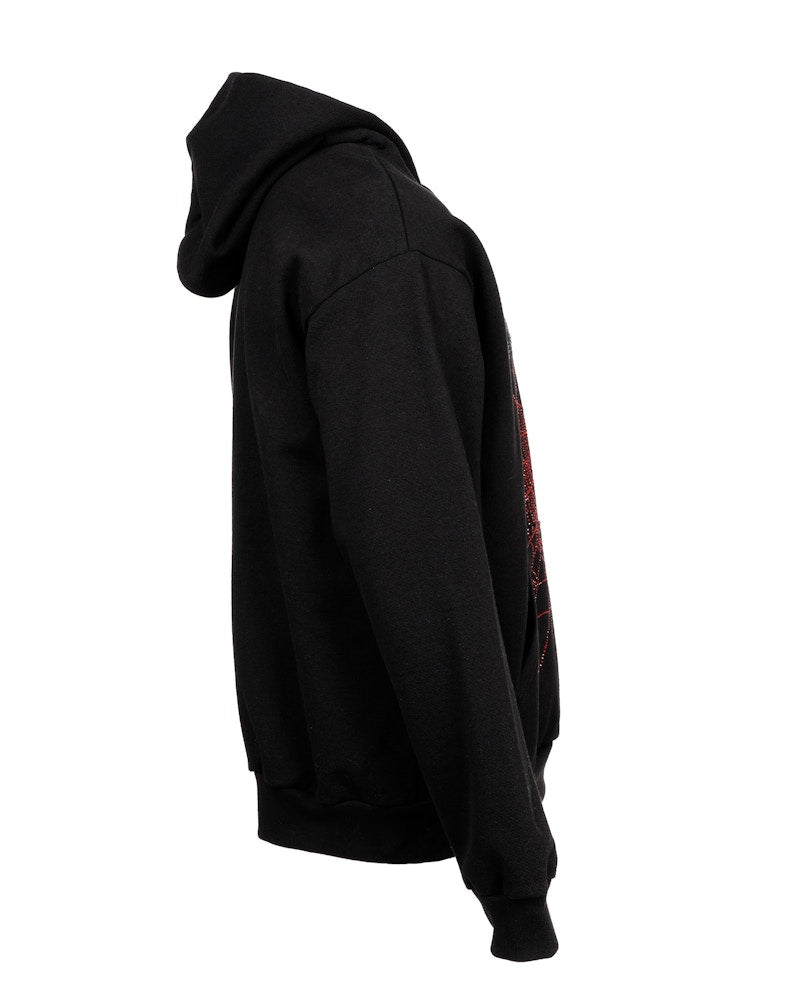 Sp5der OG Rhinestone Logo Hoodie Black
