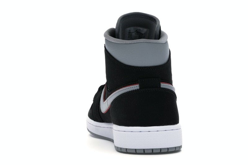 Jordan 1 Mid Black Particle Grey Gym Red