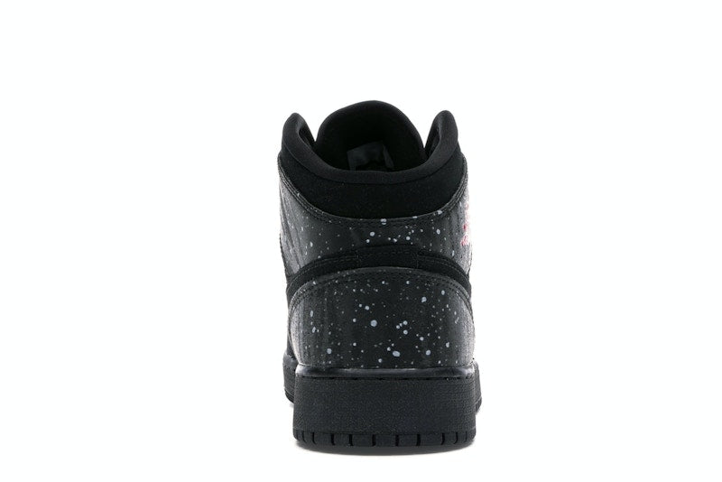 Jordan 1 Mid Black Rush Pink White Splatter (GS)