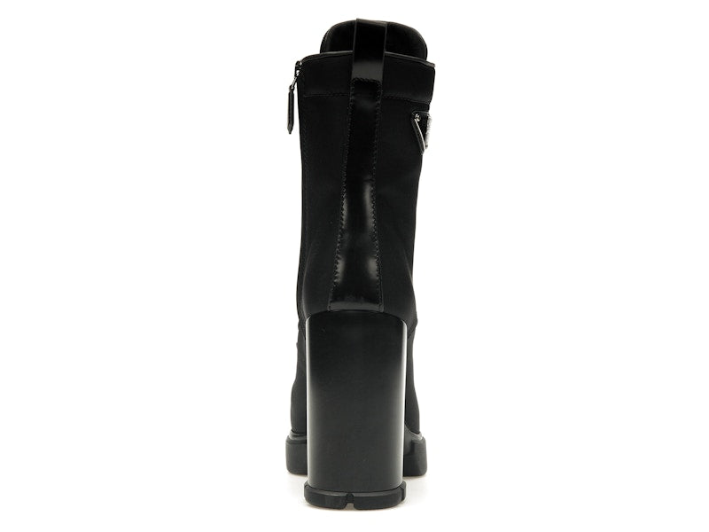 Prada 110 mm Nylon Booties Black Brushed Leather