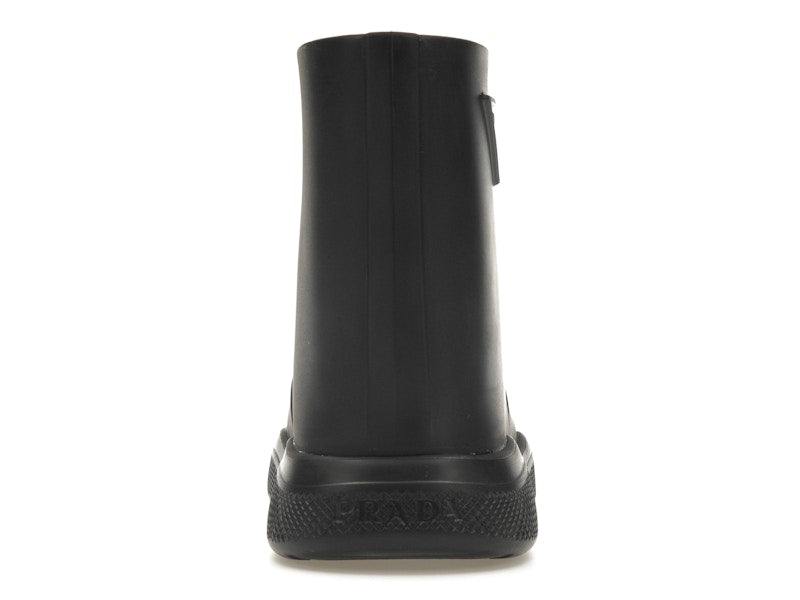 Prada Pull-On Rain Booties Black Rubber
