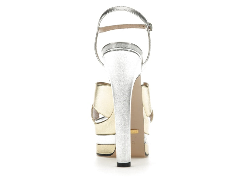 Gucci 135mm Platform Sandal Metallic Leather (Women's)