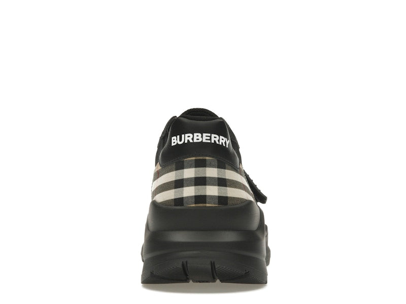 Burberry Check Suede Leather Sneakers Vintage Check-print Black