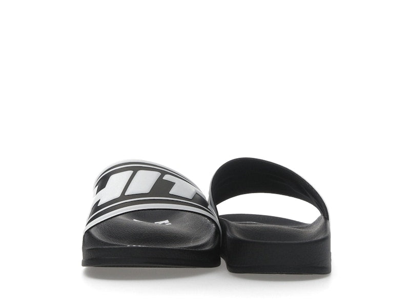 OFF-WHITE Embossed Logo Pool Slides Black White (Women's)