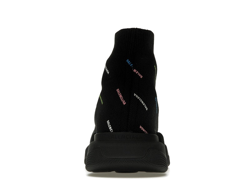 Balenciaga Speed 2.0 AllOver Logo Recycled Knit Black Multicolor