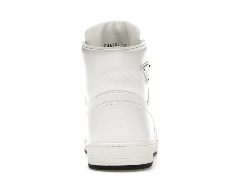 Prada Downtown High Top Sneakers Leather White White Black