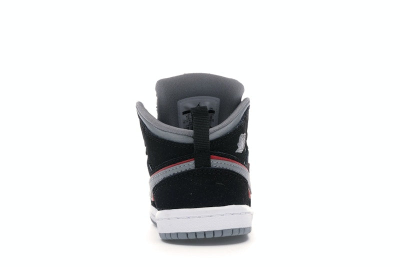 Jordan 1 Mid Black Particle Grey Gym Red (TD)