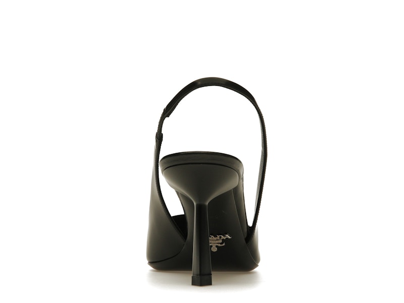 Prada 75mm Slingback Pump Black Leather