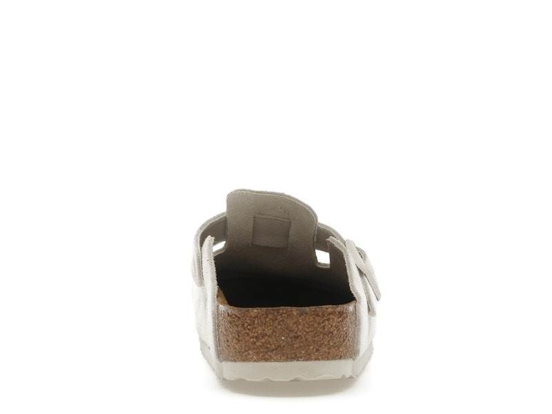 Birkenstock Boston Soft Footbed Suede Antique White