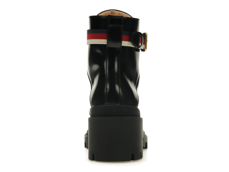 Gucci Sylvie Web 55mm Ankle Boot Black Leather