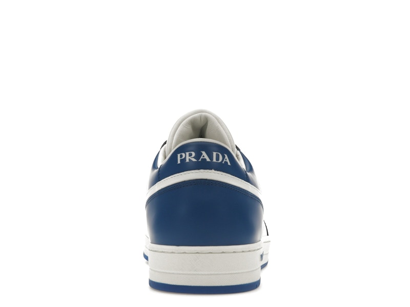 Prada Downtown Low Top Sneakers Leather White Cobalt Blue