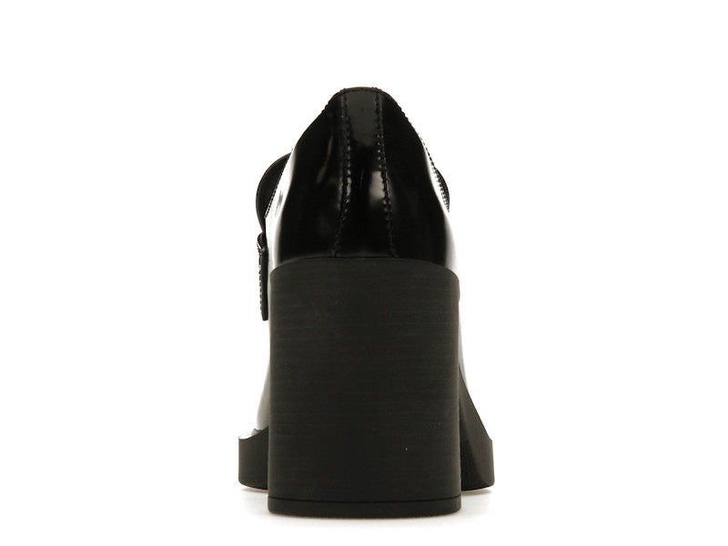 Prada Chocolate High-Heeled 85mm Loafers Black Brushed Leather