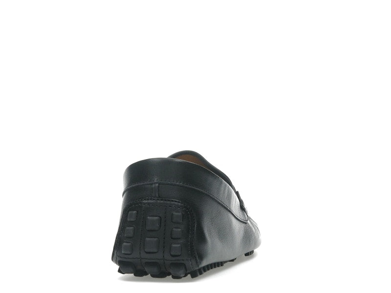 Gucci Ayrton Webbing-Trimmed Horsebit Leather Driver Loafers Black