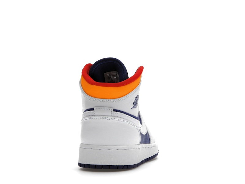 Jordan 1 Mid White Laser Orange Deep Royal Blue (GS)
