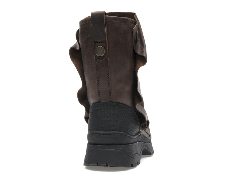 H&M x Glenn Martens Gaiter-Detail Leather Boots Dark Brown