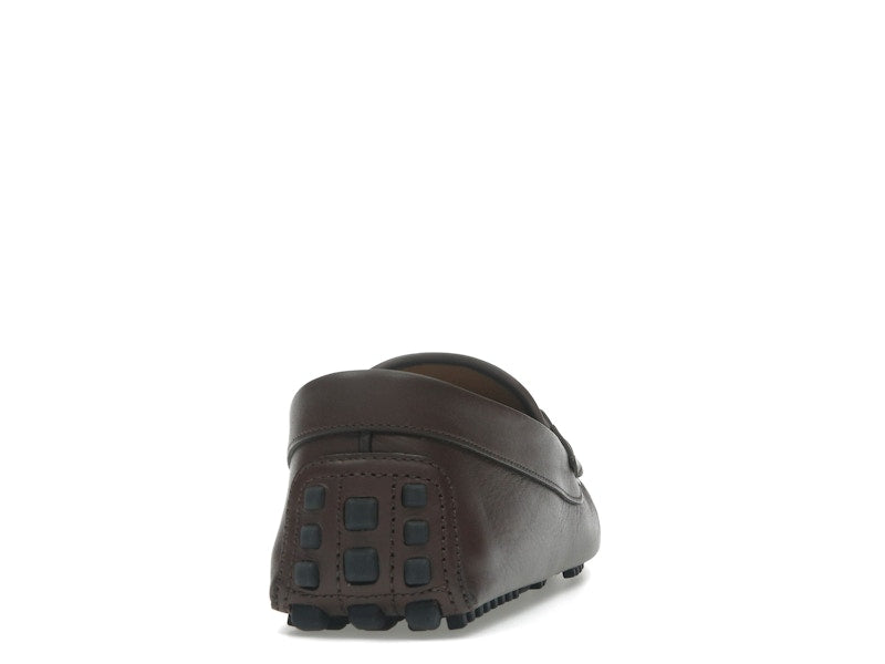 Gucci Ayrton Webbing-Trimmed Horsebit Leather Driver Loafers Brown
