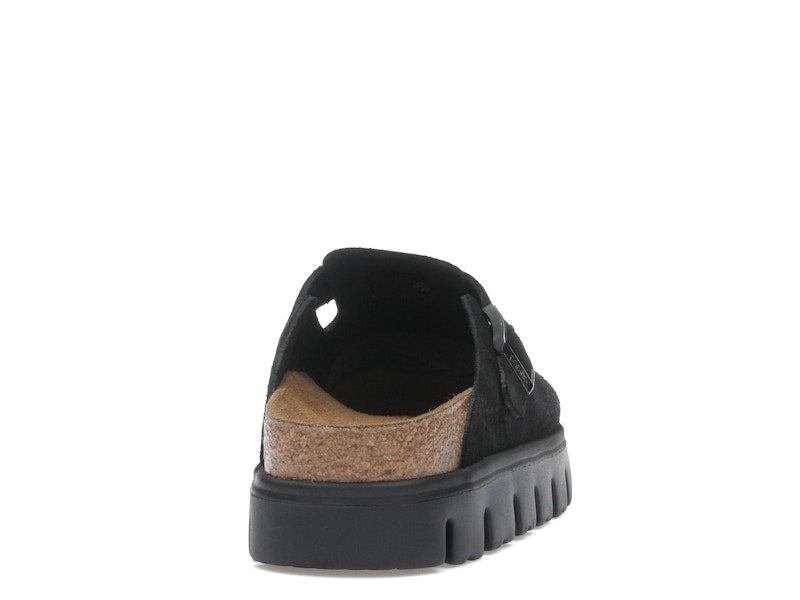 Birkenstock Boston Chunky Suede Black Black Sole (Narrow) (Women's)