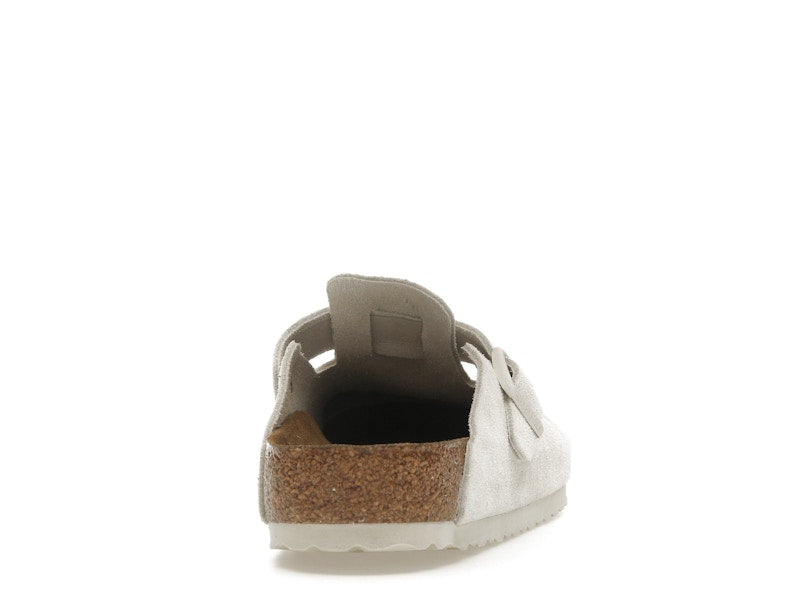 Birkenstock Boston Soft Footbed Suede Antique White