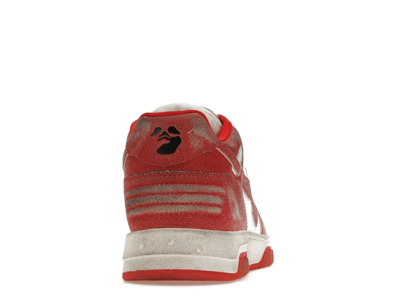 OFF-WHITE Out Of Office OOO Low Tops Red White Vintage Distressed Leather
