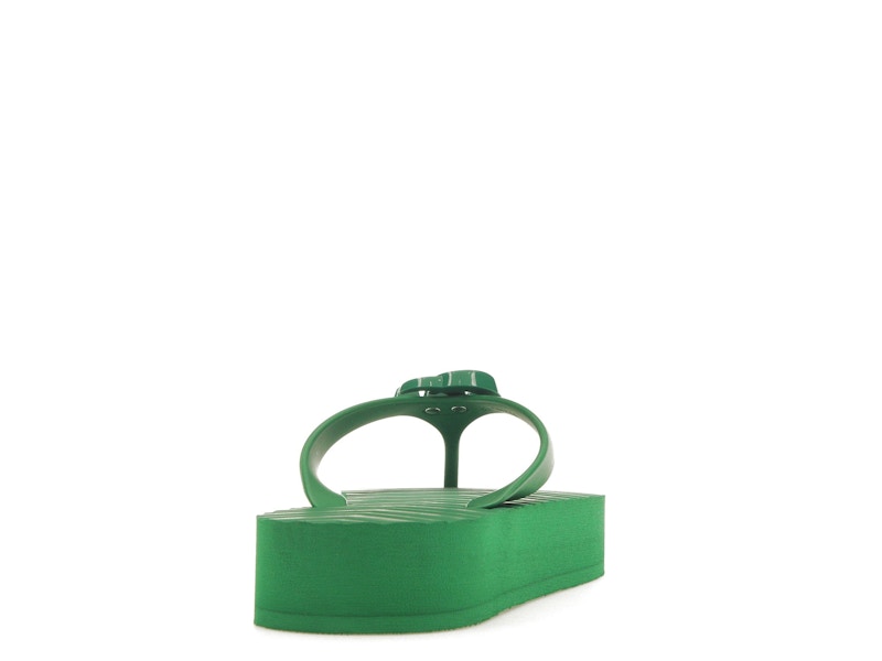 Gucci Chevron Thong Sandal Green Rubber