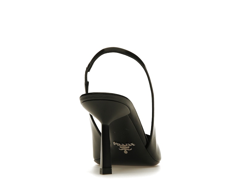 Prada 75mm Slingback Pump Black Leather
