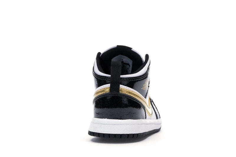 Jordan 1 Mid Patent Black White Gold (TD)