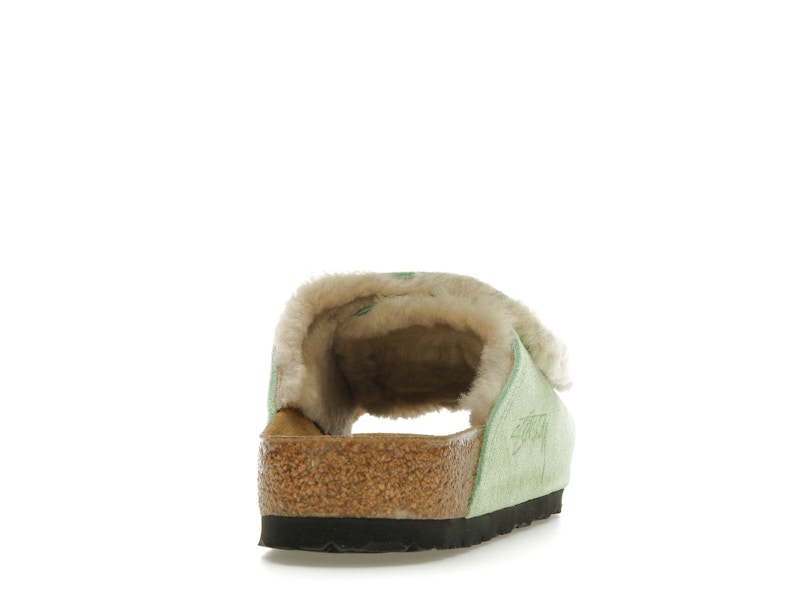 Birkenstock Solana Shearling Slide Stussy Washed Green