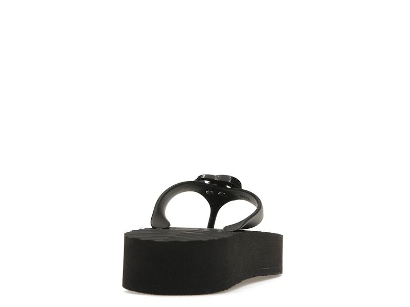 Gucci Chevron Thong Sandal Black Rubber