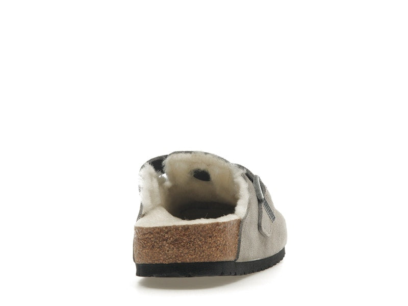 Birkenstock Boston Shearling Suede Stone Coin