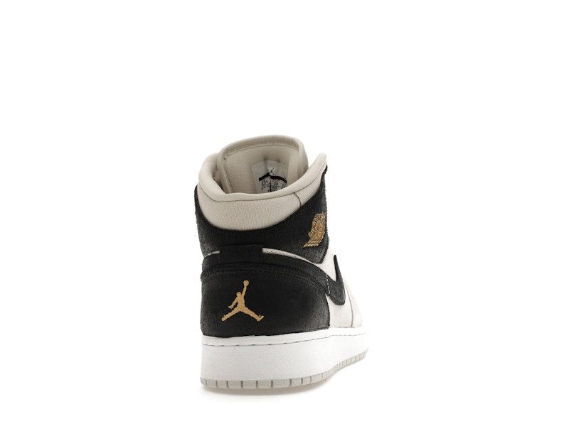 Jordan 1 Mid Light Bone Metallic Gold Black (GS)