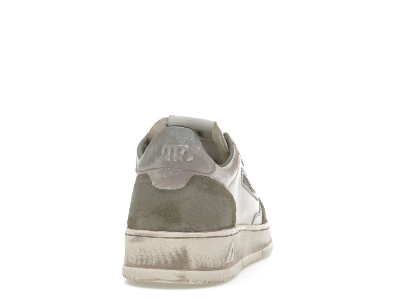Autry Medalist Low Super Vintage White Silver Lizard