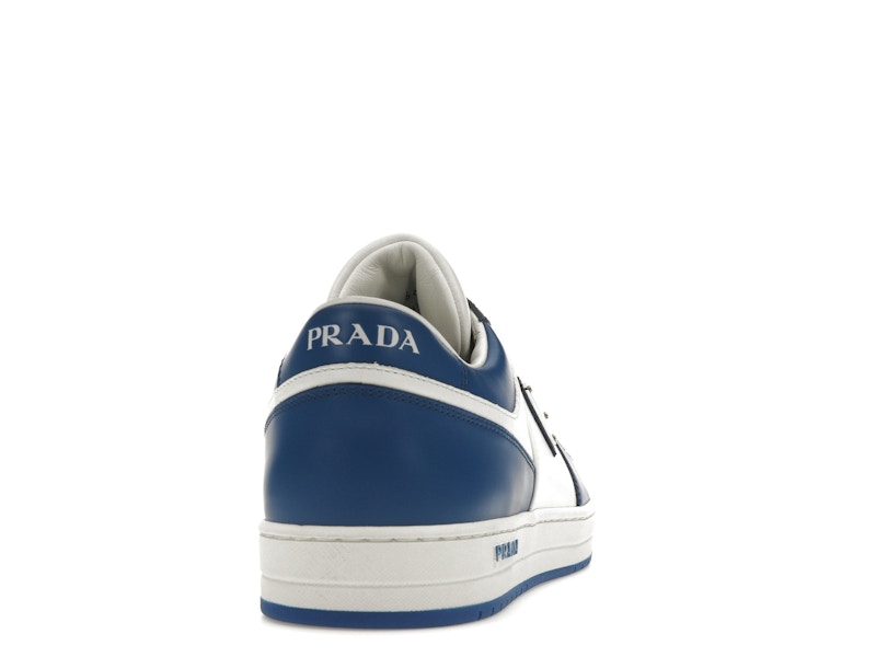 Prada Downtown Low Top Sneakers Leather White Cobalt Blue