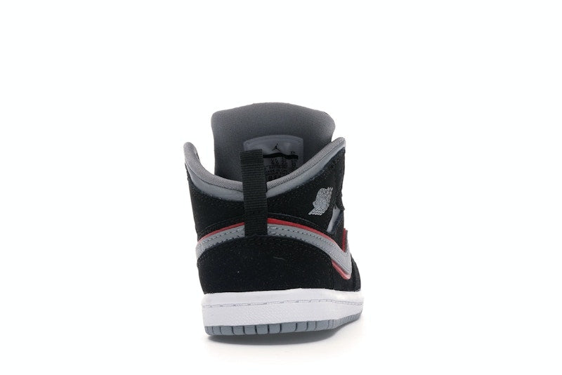 Jordan 1 Mid Black Particle Grey Gym Red (TD)
