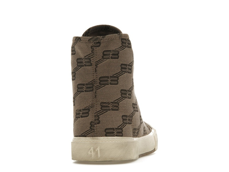 Balenciaga Paris High Top BB Monogram Dark Beige Brown