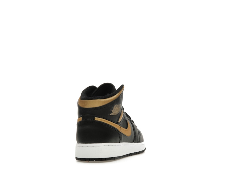 Jordan 1 Mid Black Metallic Gold Swoosh (GS)