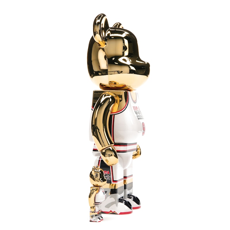 Bearbrick Michael Jordan 1992 Team USA (Dream Team) 100% & 400% Set Gold Chrome