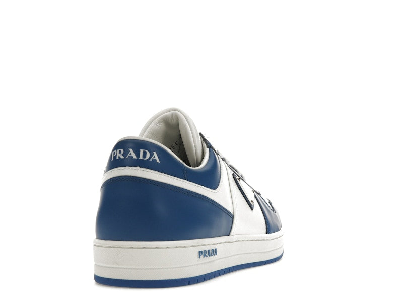 Prada Downtown Low Top Sneakers Leather White Cobalt Blue