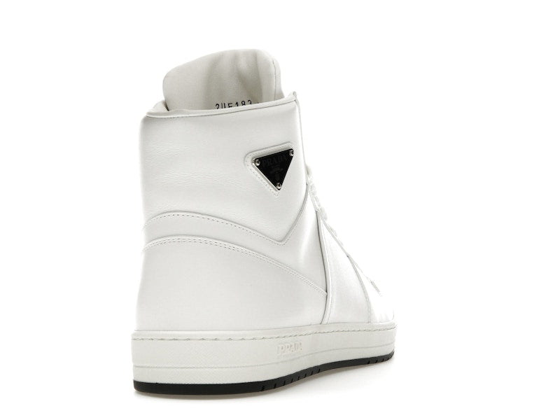 Prada Downtown High Top Sneakers Leather White White Black
