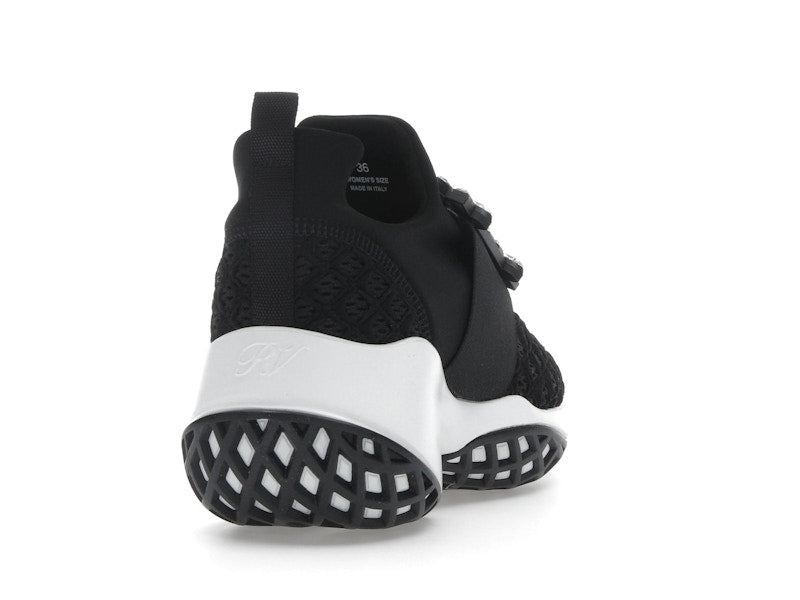 Roger Vivier Viv' Run Fabric Black White Crystal Buckle (Women's)