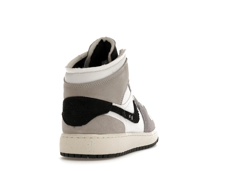 Jordan 1 Mid SE Craft White Cement Grey Black (GS)