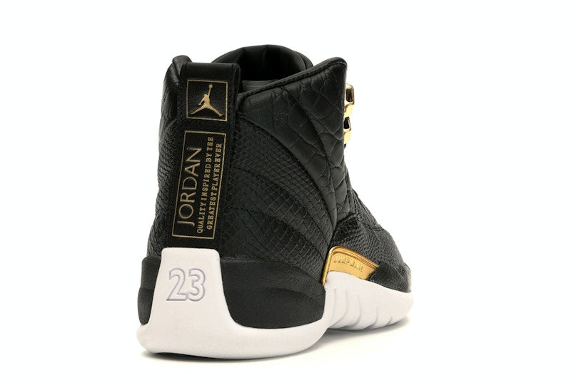 Jordan 12 Retro Black Metallic Gold White (Women's)