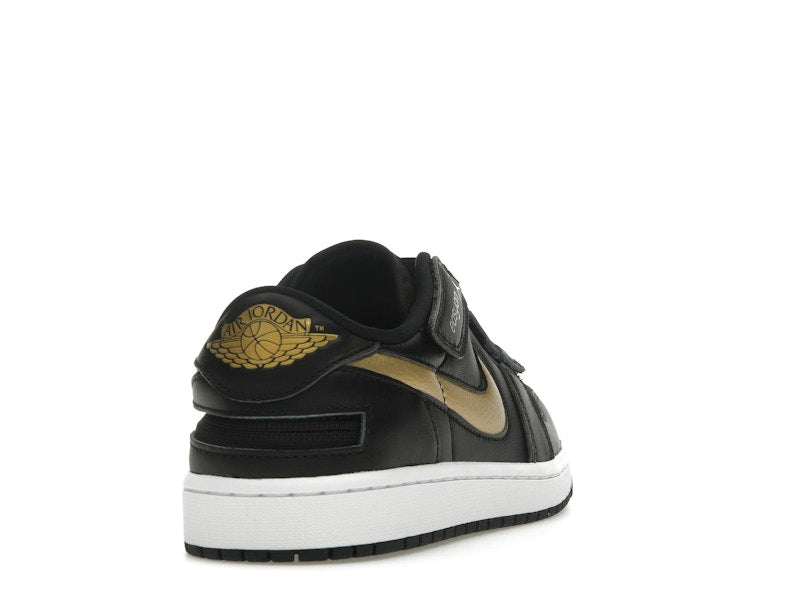 Jordan 1 Low FlyEase Black White Metallic Gold